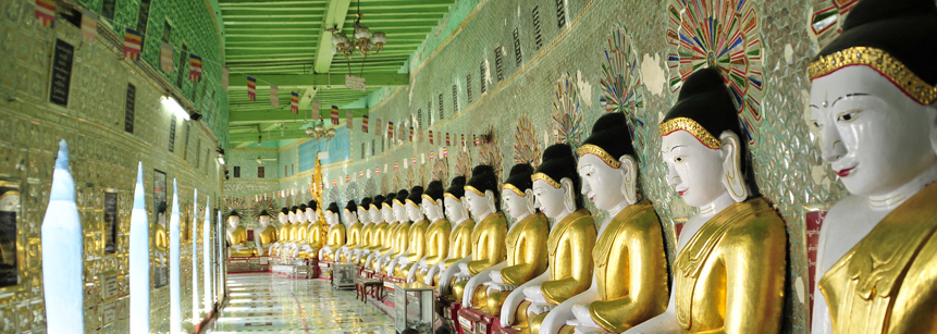 Besuch in der Buddhahalle von Mandalay auf einer Myanmar Reise