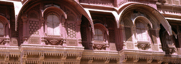 Ansicht eines Havelis in Jaisalmer in Indien