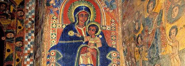 Fresken in der Lalibela Felsenkirche in Äthiopien