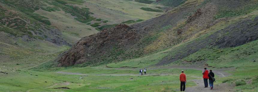 Wanderung in die Geierschlucht Yolin Am in der Mongolei