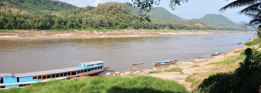 Blick auf den Mekong im Norden von Laos bei Luang Prabang
