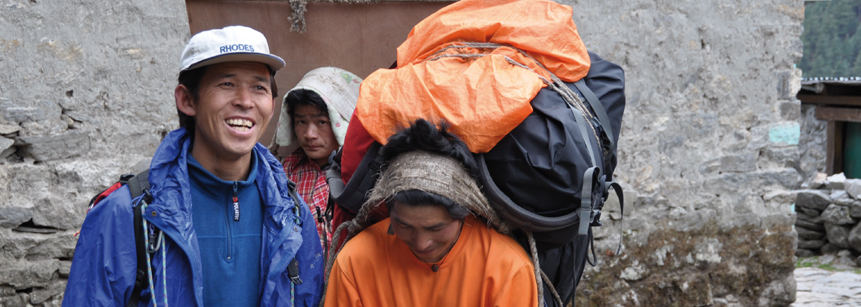 Drei Sherpas im Annapurna Gebiet in Nepal