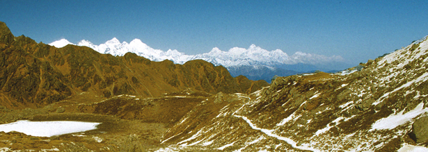 Ausblick auf die Berge im Langtang Gebiet auf einer Nepal Reise